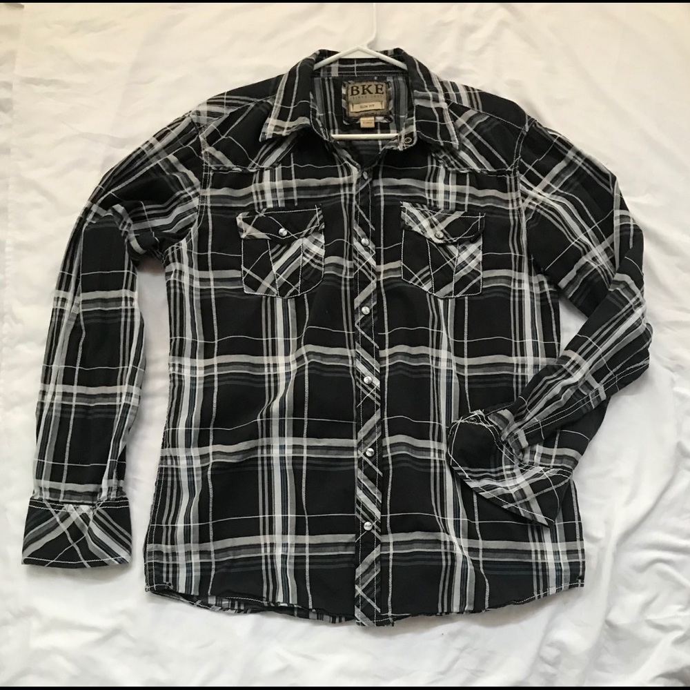 BKE Men’s slim for snap front western style SZ XL